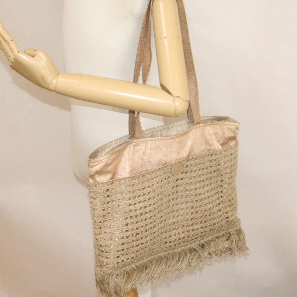 FENDI Zucca Canvas Net Tote Bag Beige rd1125