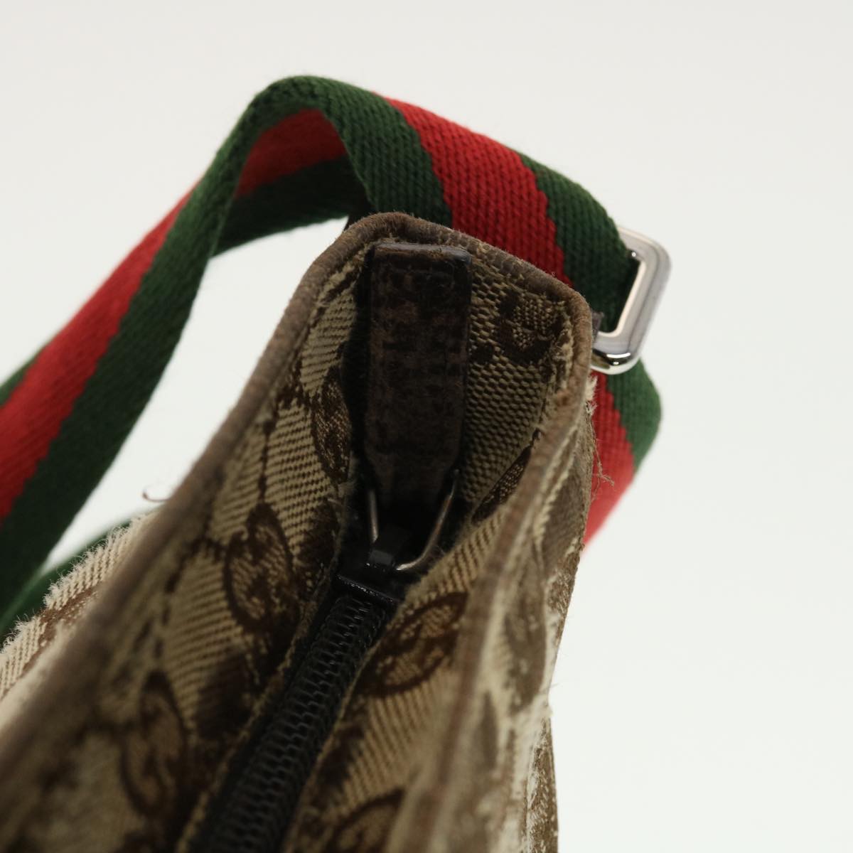 GUCCI GG Canvas Web Sherry Line Shoulder Bag Beige Green Red 189749 ti1038