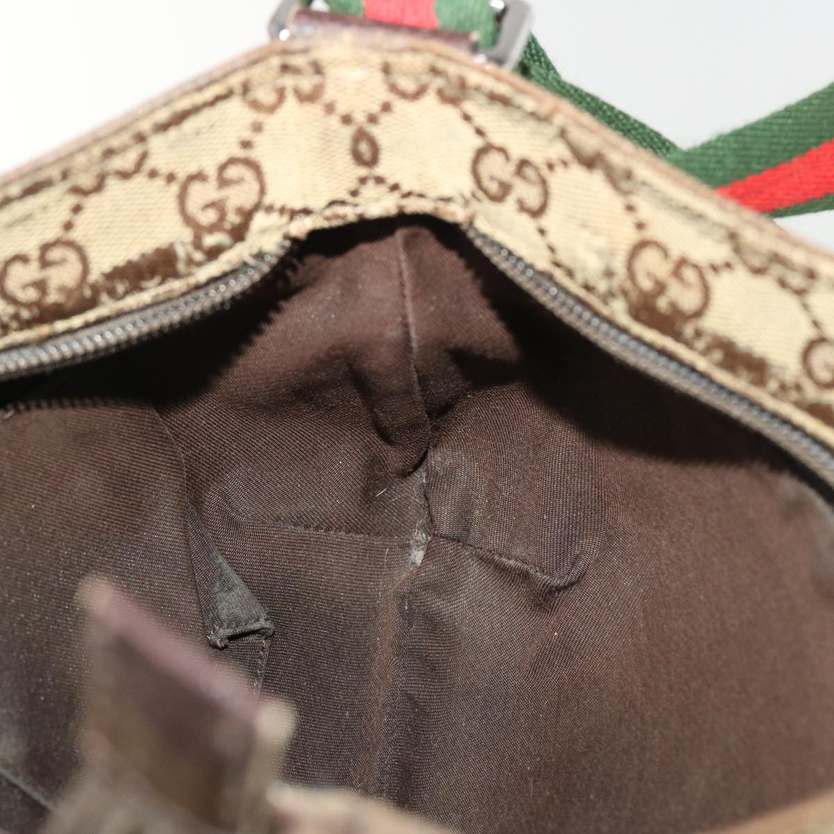 GUCCI GG Canvas Web Sherry Line Shoulder Bag Beige Green Red 189749 ti1038