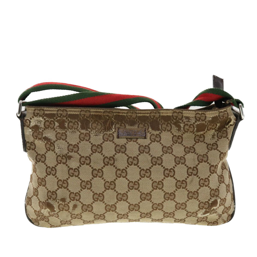 GUCCI GG Canvas Web Sherry Line Shoulder Bag Beige Green Red 189749 ti1038