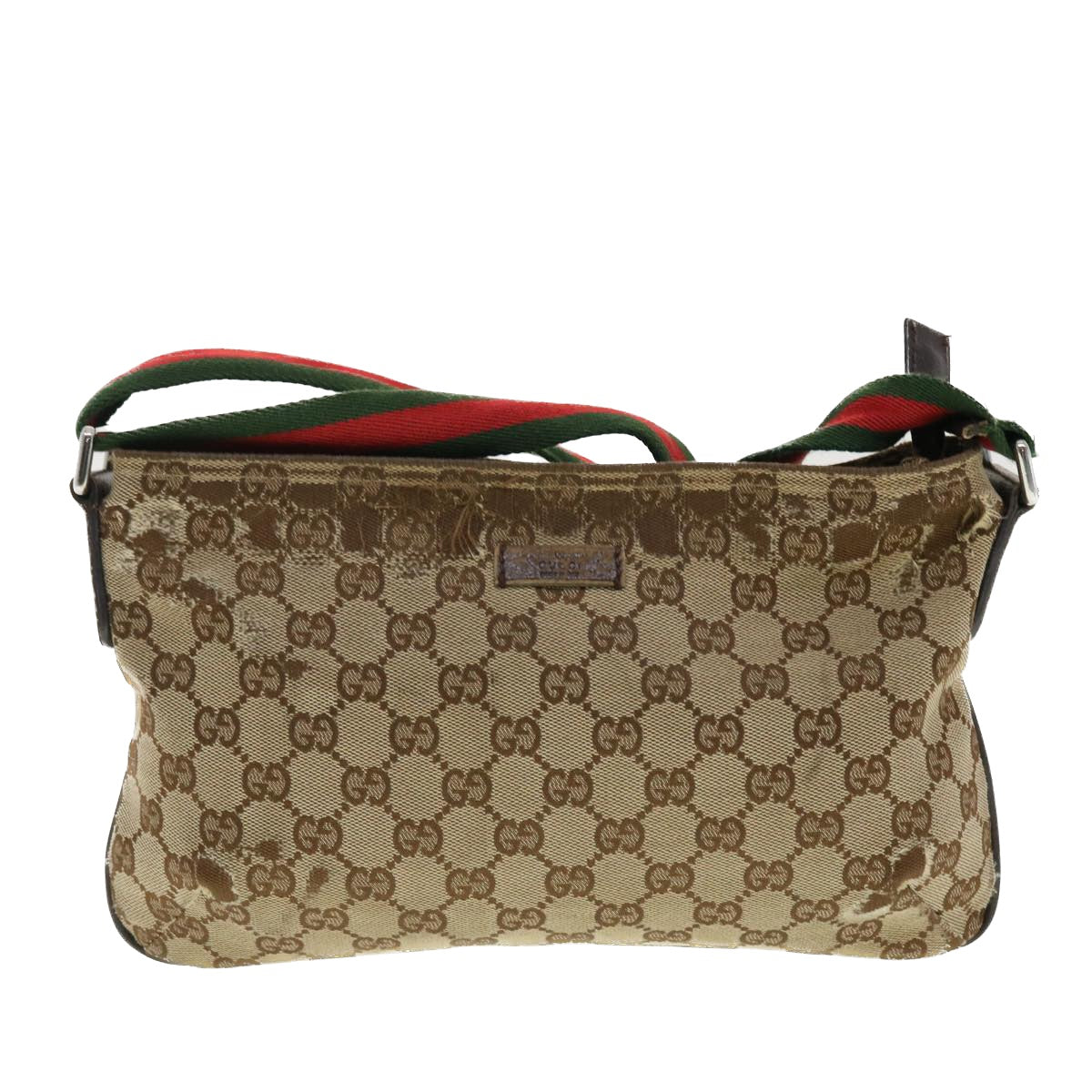 GUCCI GG Canvas Web Sherry Line Shoulder Bag Beige Green Red 189749 ti1038