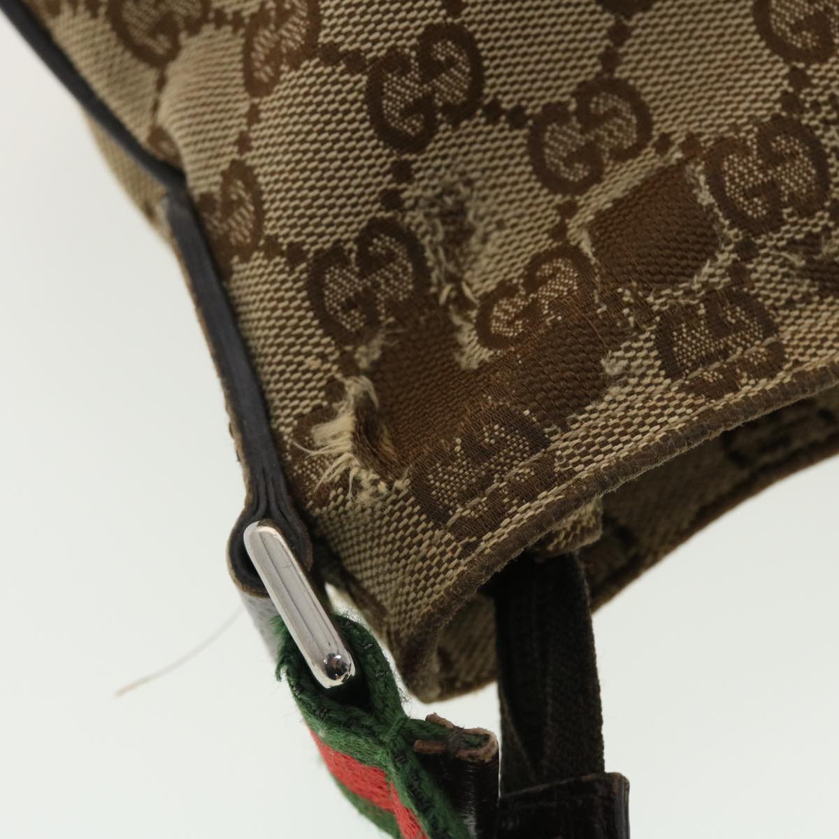 GUCCI GG Canvas Web Sherry Line Shoulder Bag Beige Green Red 189749 ti1038