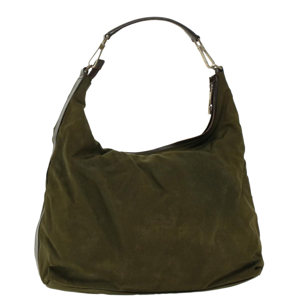 GUCCI Shoulder Bag Canvas Khaki ti1043