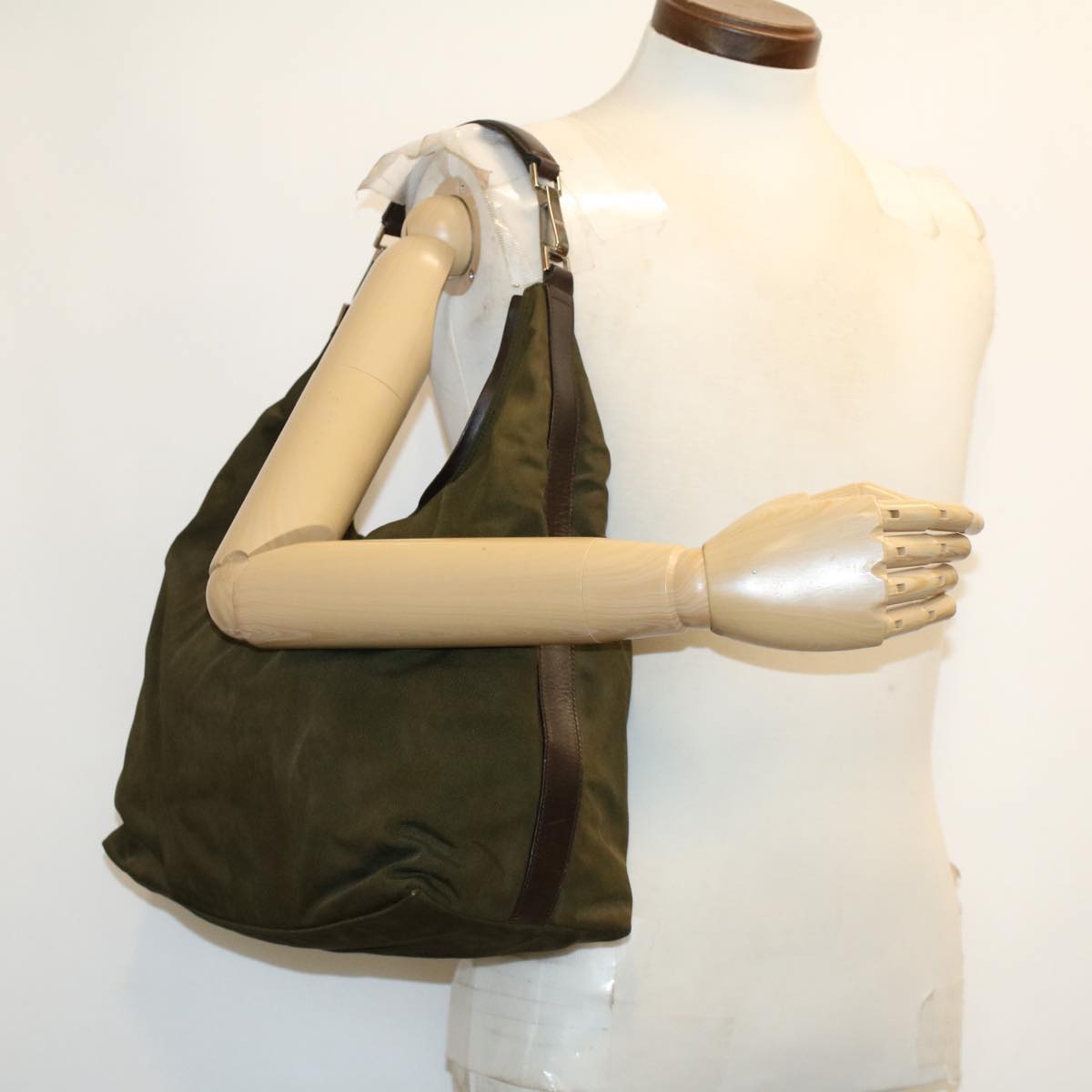 GUCCI Shoulder Bag Canvas Khaki ti1043