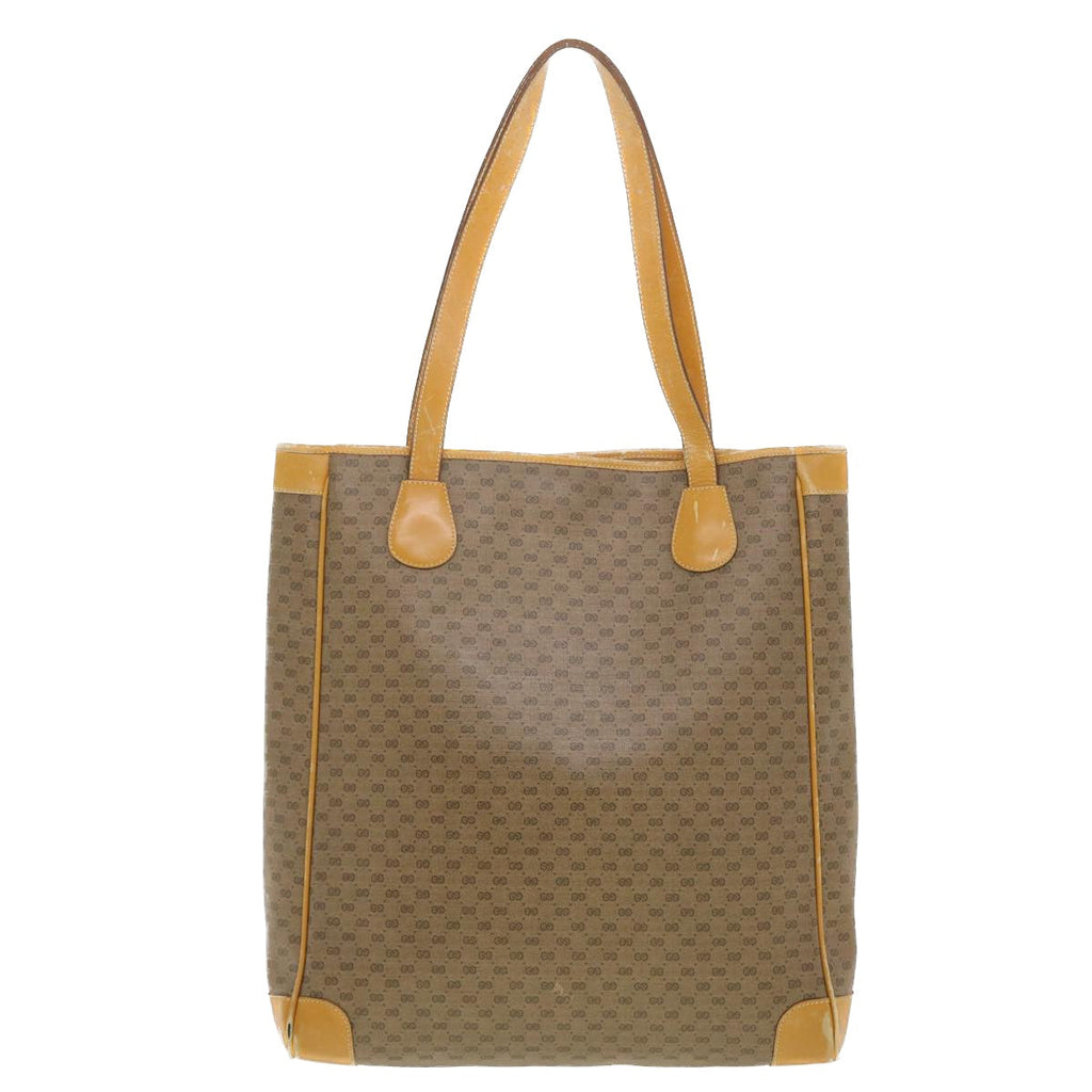 GUCCI Micro GG Canvas Tote Bag PVC Leather Beige ti1048