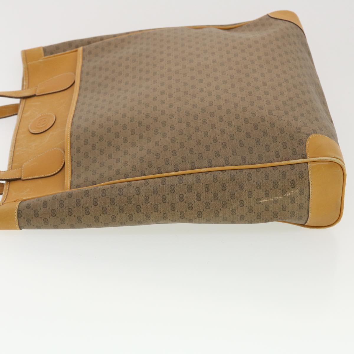 GUCCI Micro GG Canvas Tote Bag PVC Leather Beige ti1048