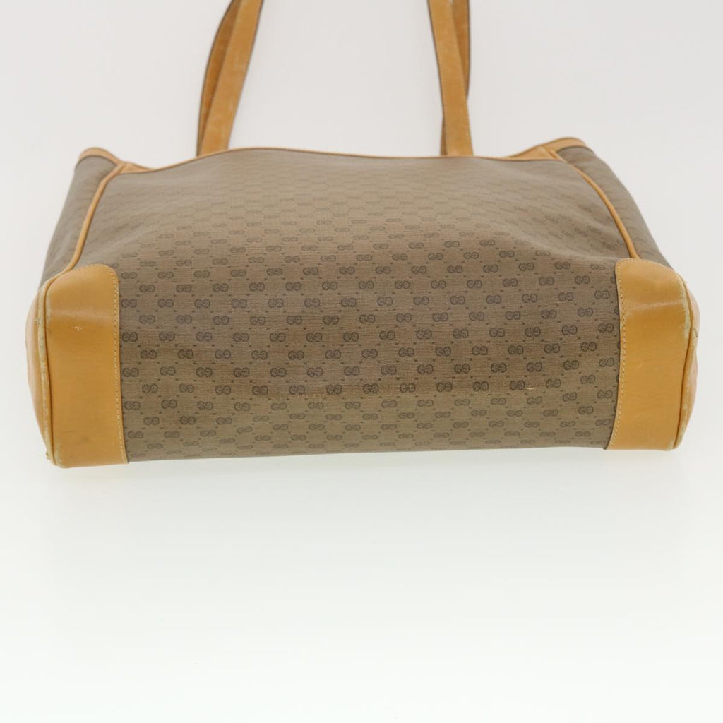 GUCCI Micro GG Canvas Tote Bag PVC Leather Beige ti1048