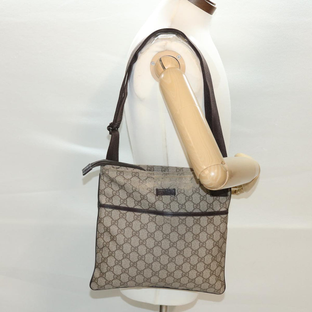 GUCCI GG Canvas Shoulder Bag PVC Leather Beige 141626 ti1052