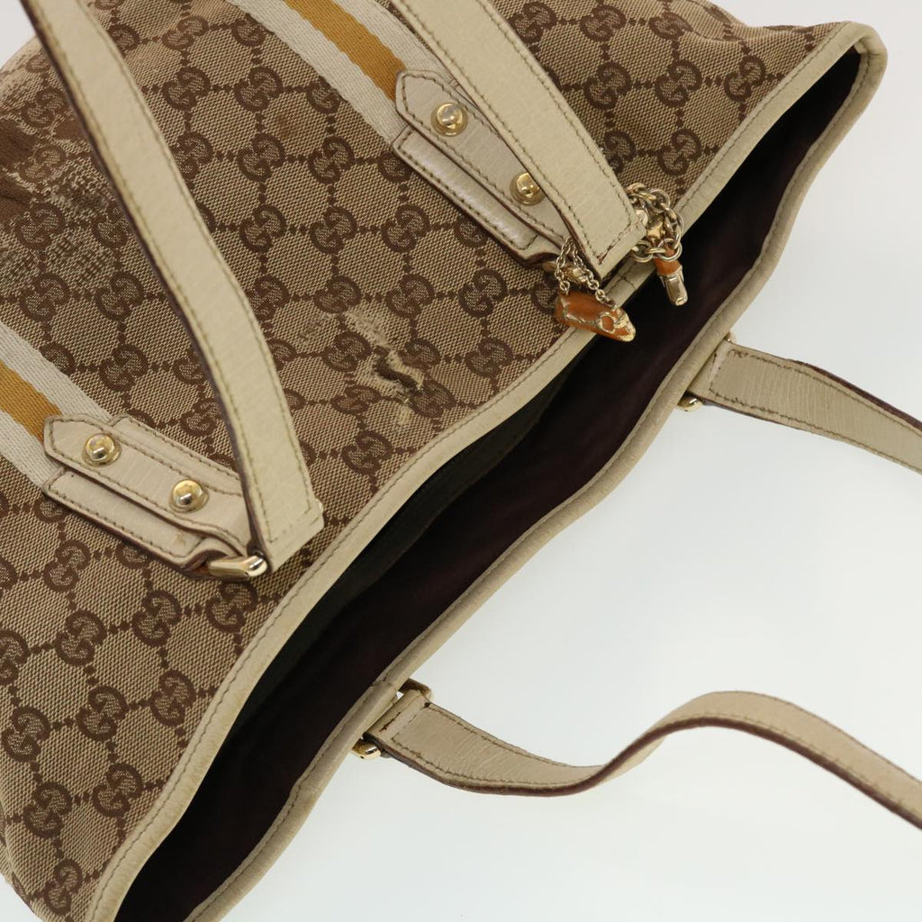 GUCCI GG Canvas Sherry Line Tote Bag Beige Orange yellow 137896 ti1129