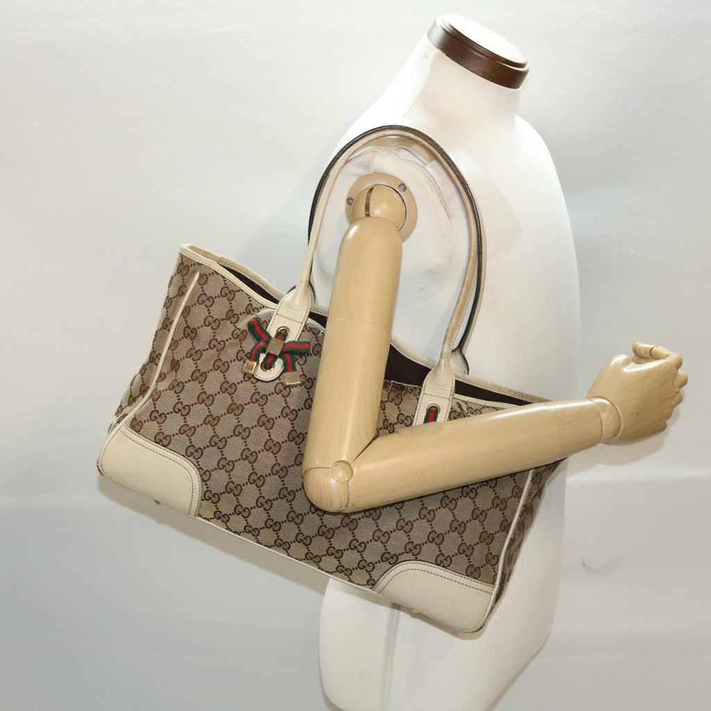 GUCCI GG Canvas Web Sherry Line Tote Bag Beige Green Red 163805 ti1131