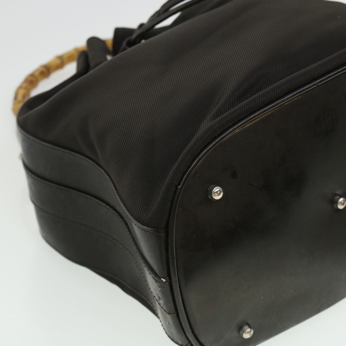GUCCI Bamboo Shoulder Bag Canvas 2way Dark Brown ti1132