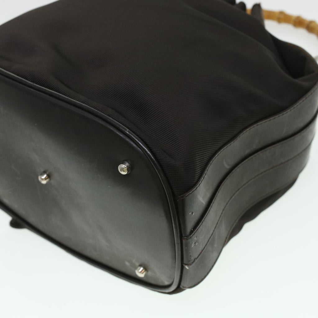 GUCCI Bamboo Shoulder Bag Canvas 2way Dark Brown ti1132