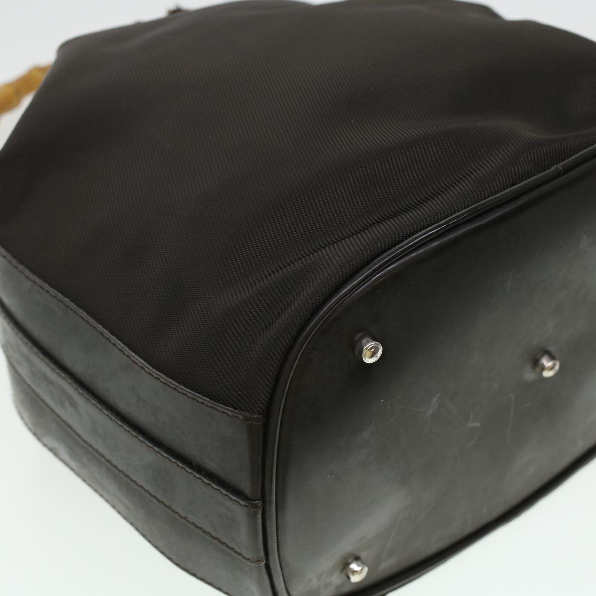 GUCCI Bamboo Shoulder Bag Canvas 2way Dark Brown ti1132