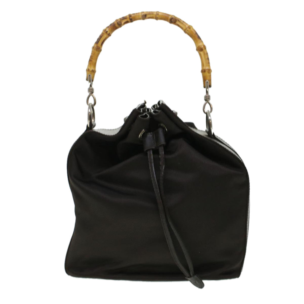GUCCI Bamboo Shoulder Bag Canvas 2way Dark Brown ti1132