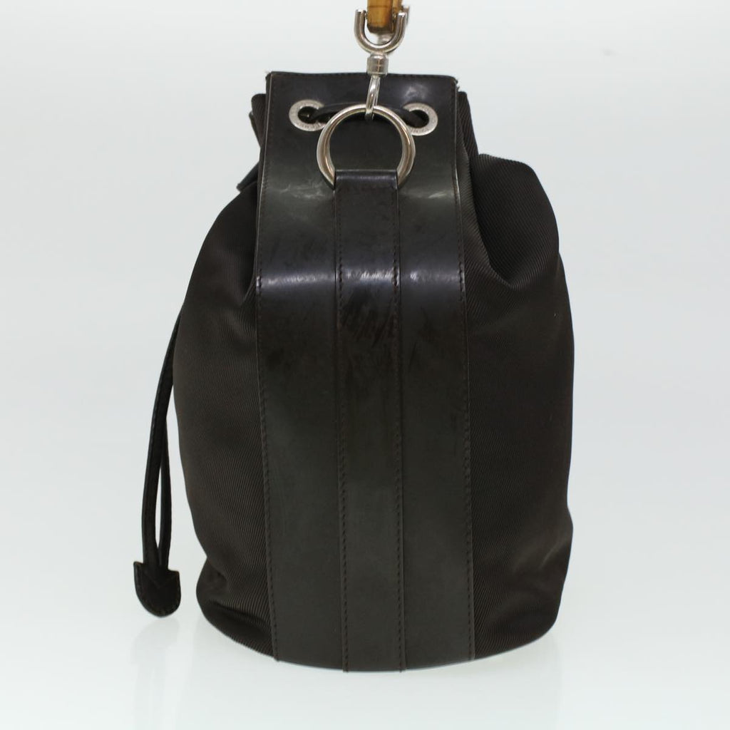 GUCCI Bamboo Shoulder Bag Canvas 2way Dark Brown ti1132