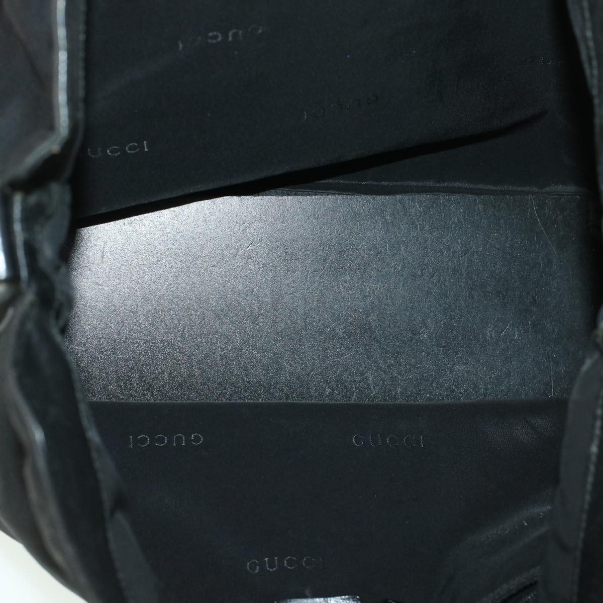 GUCCI Bamboo Shoulder Bag Canvas Black ti1134
