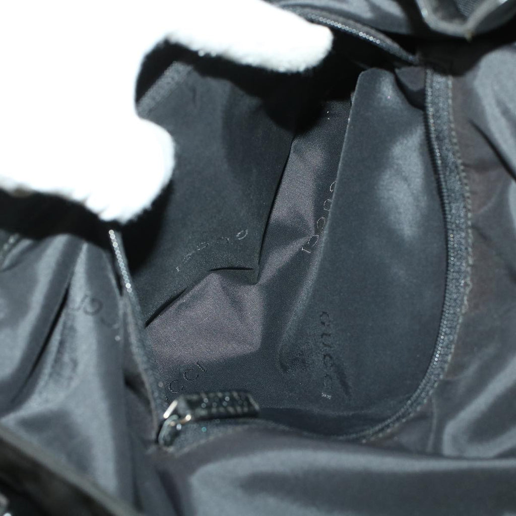 GUCCI Bamboo Shoulder Bag Canvas Black ti1134