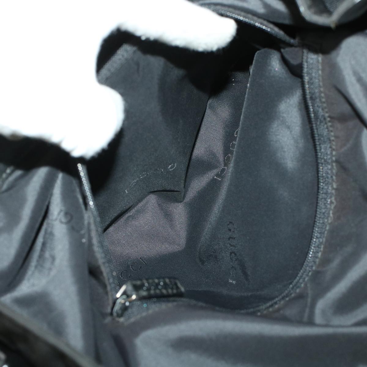 GUCCI Bamboo Shoulder Bag Canvas Black ti1134