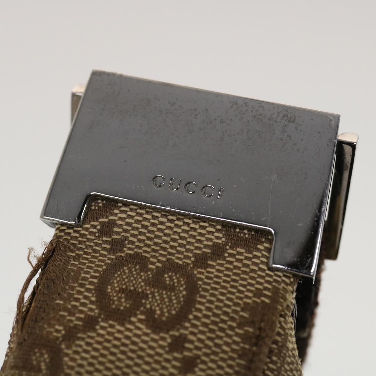 GUCCI GG Canvas Shoulder Bag Beige Dark Brown ti1138