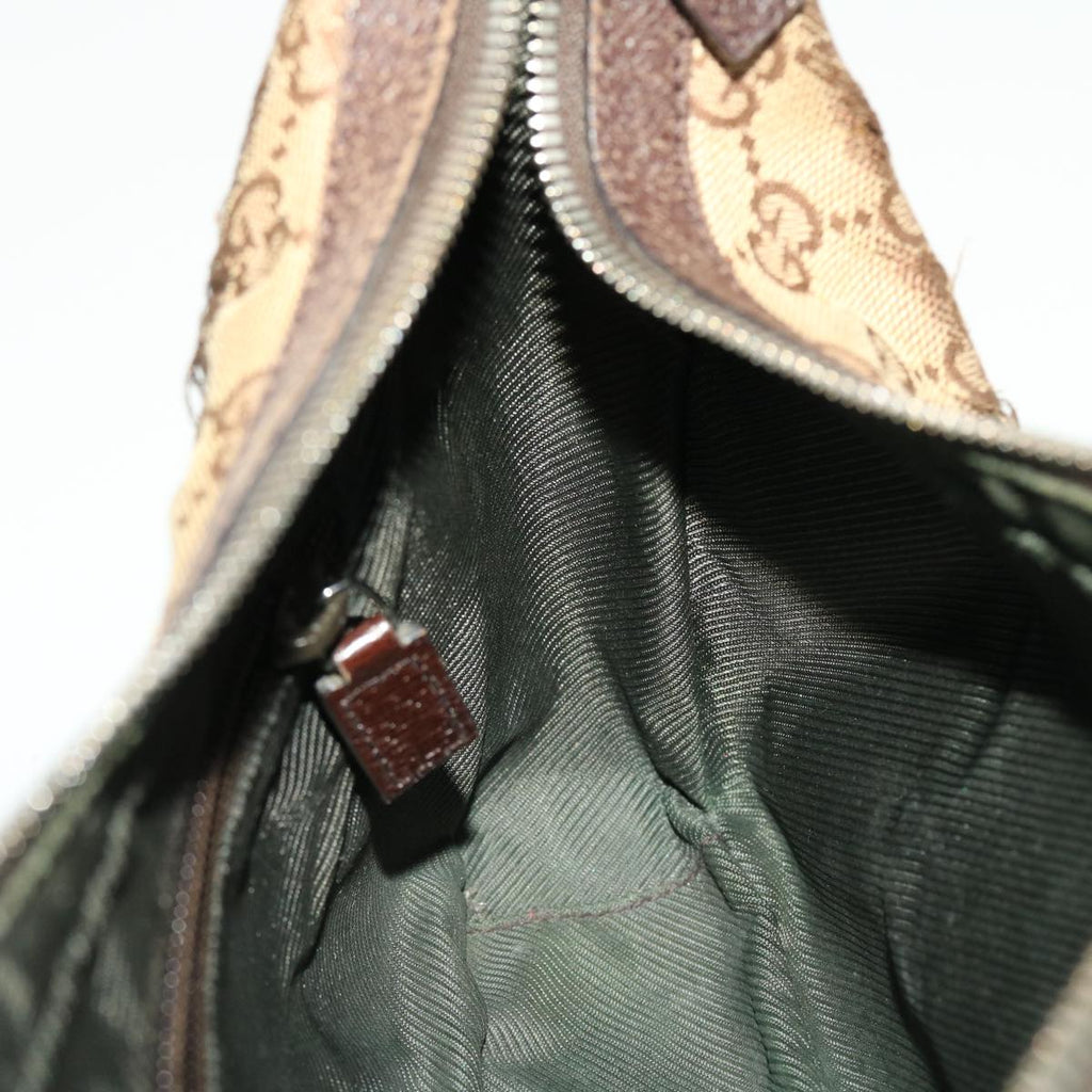 GUCCI GG Canvas Shoulder Bag Beige Dark Brown ti1138