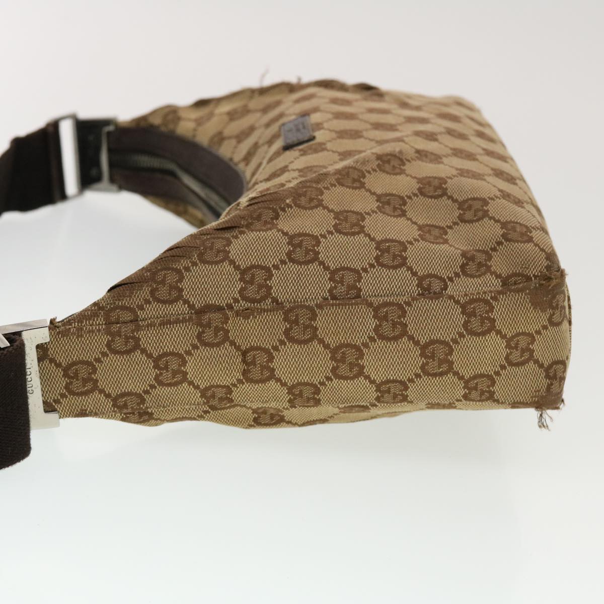 GUCCI GG Canvas Shoulder Bag Beige Dark Brown ti1138