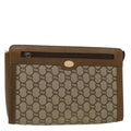GUCCI GG PLUS Clutch Bag PVC Leather Beige ti1141