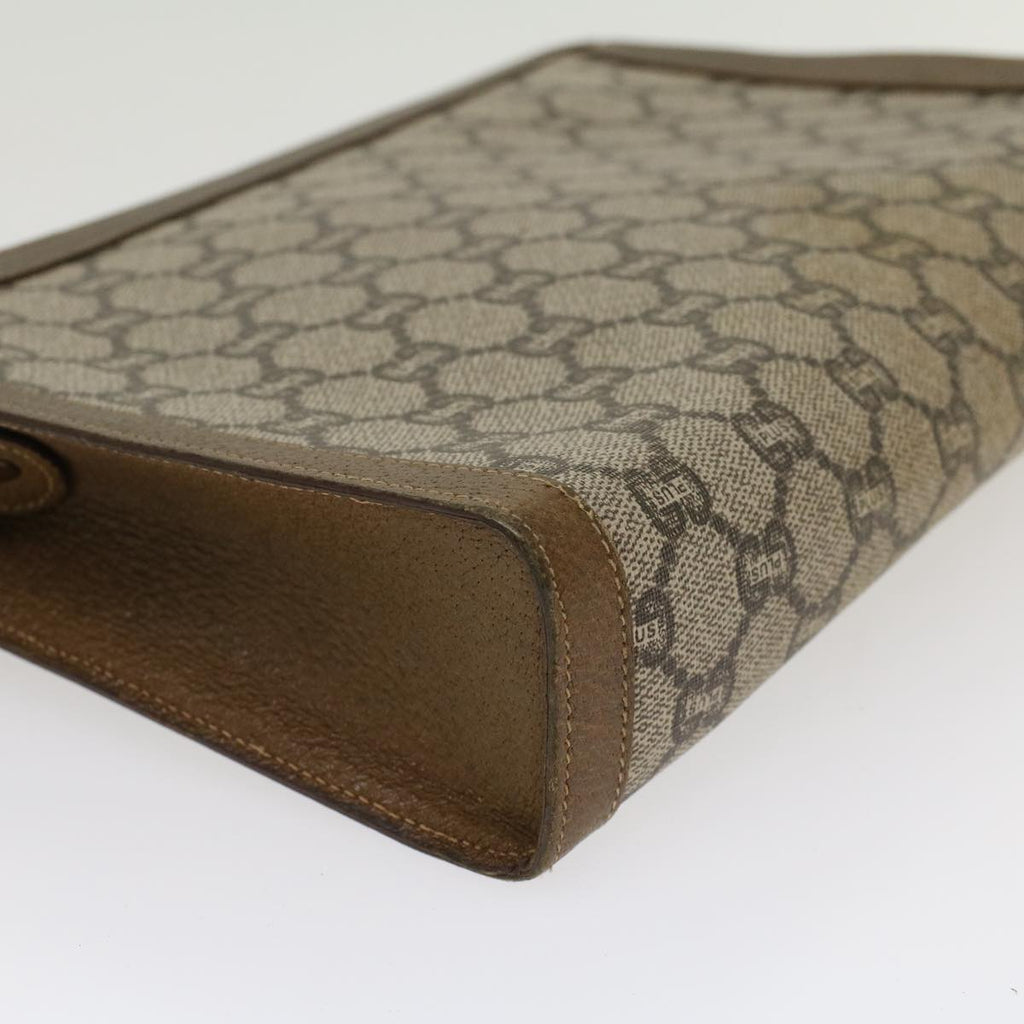 GUCCI GG PLUS Clutch Bag PVC Leather Beige ti1141