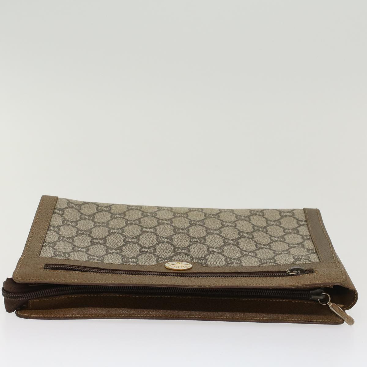 GUCCI GG PLUS Clutch Bag PVC Leather Beige ti1141