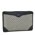 GUCCI Micro GG Canvas Clutch Bag PVC Leather Gray Navy ti1145