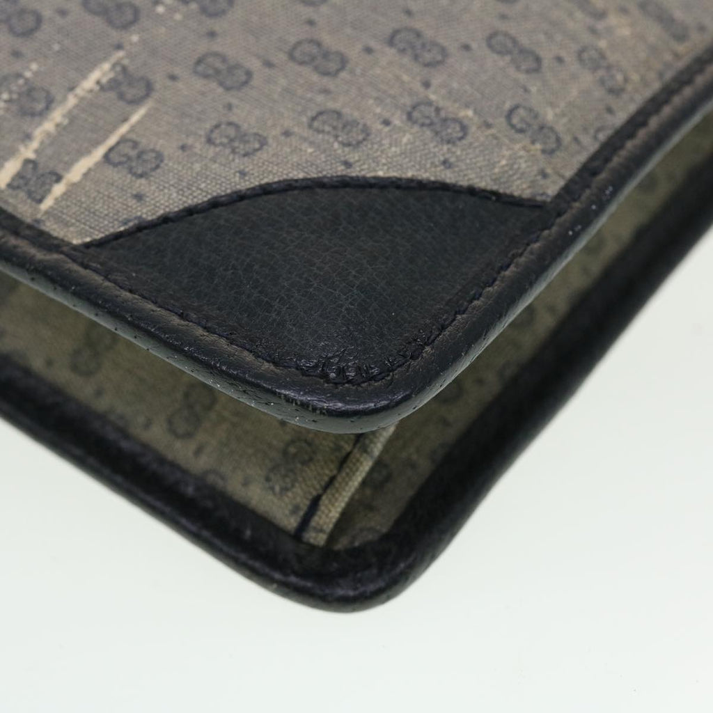 GUCCI Micro GG Canvas Clutch Bag PVC Leather Gray Navy ti1145