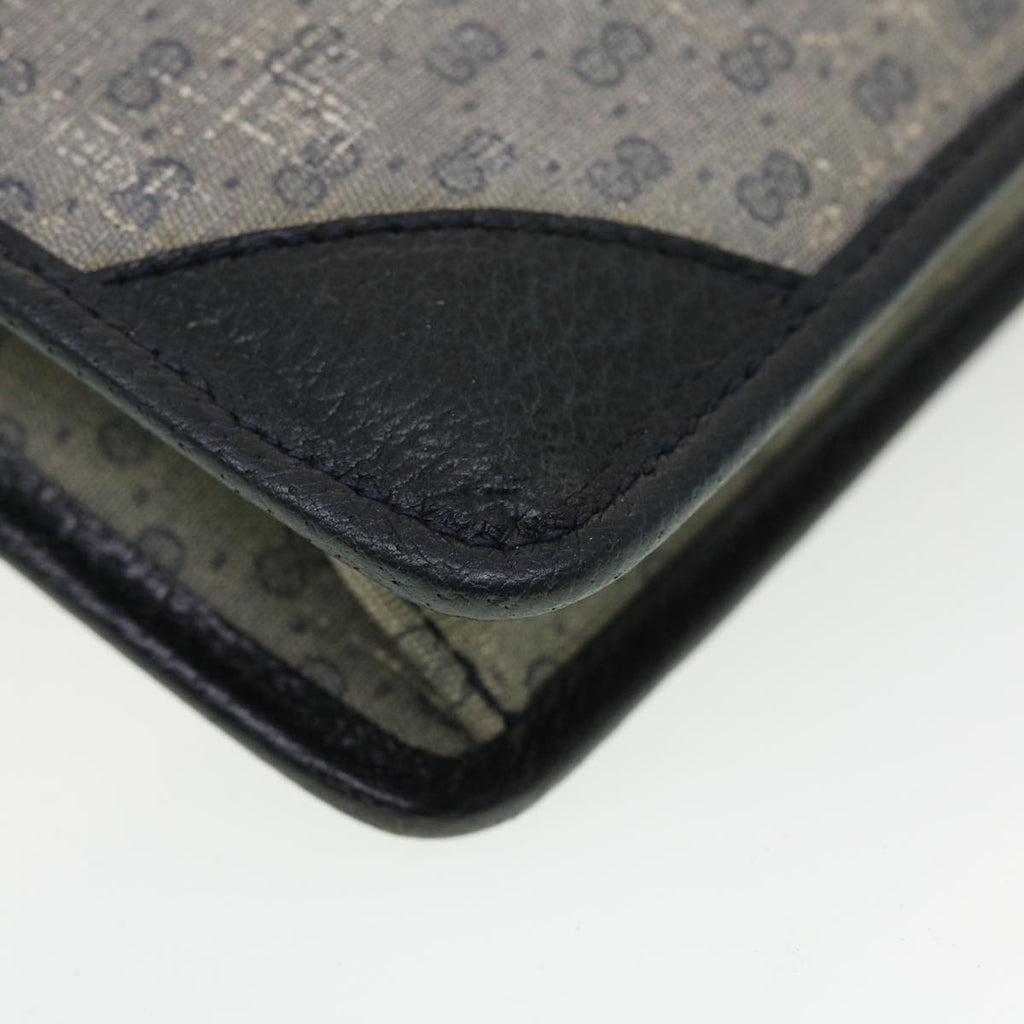 GUCCI Micro GG Canvas Clutch Bag PVC Leather Gray Navy ti1145