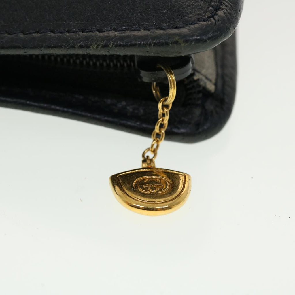 GUCCI Micro GG Canvas Clutch Bag PVC Leather Gray Navy ti1145