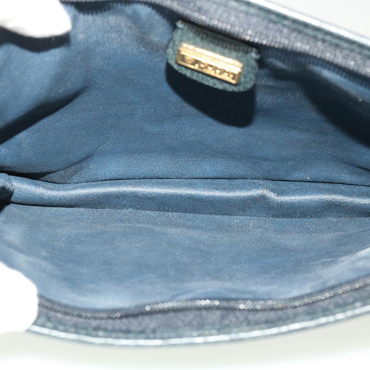 GUCCI Micro GG Canvas Clutch Bag PVC Leather Gray Navy ti1145