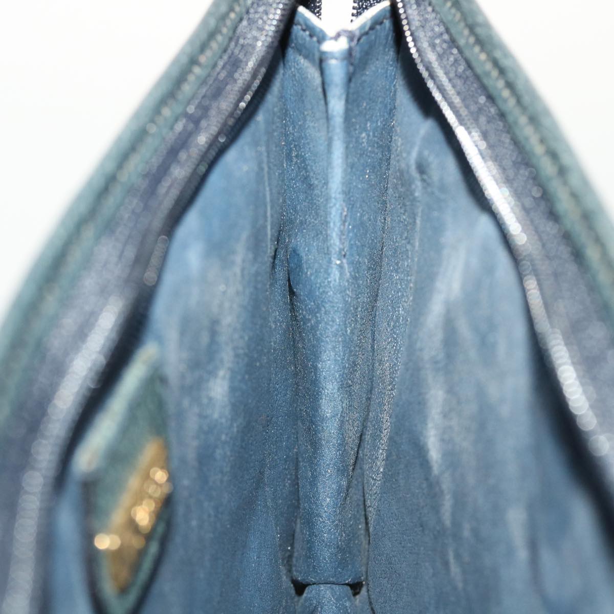 GUCCI Micro GG Canvas Clutch Bag PVC Leather Gray Navy ti1145