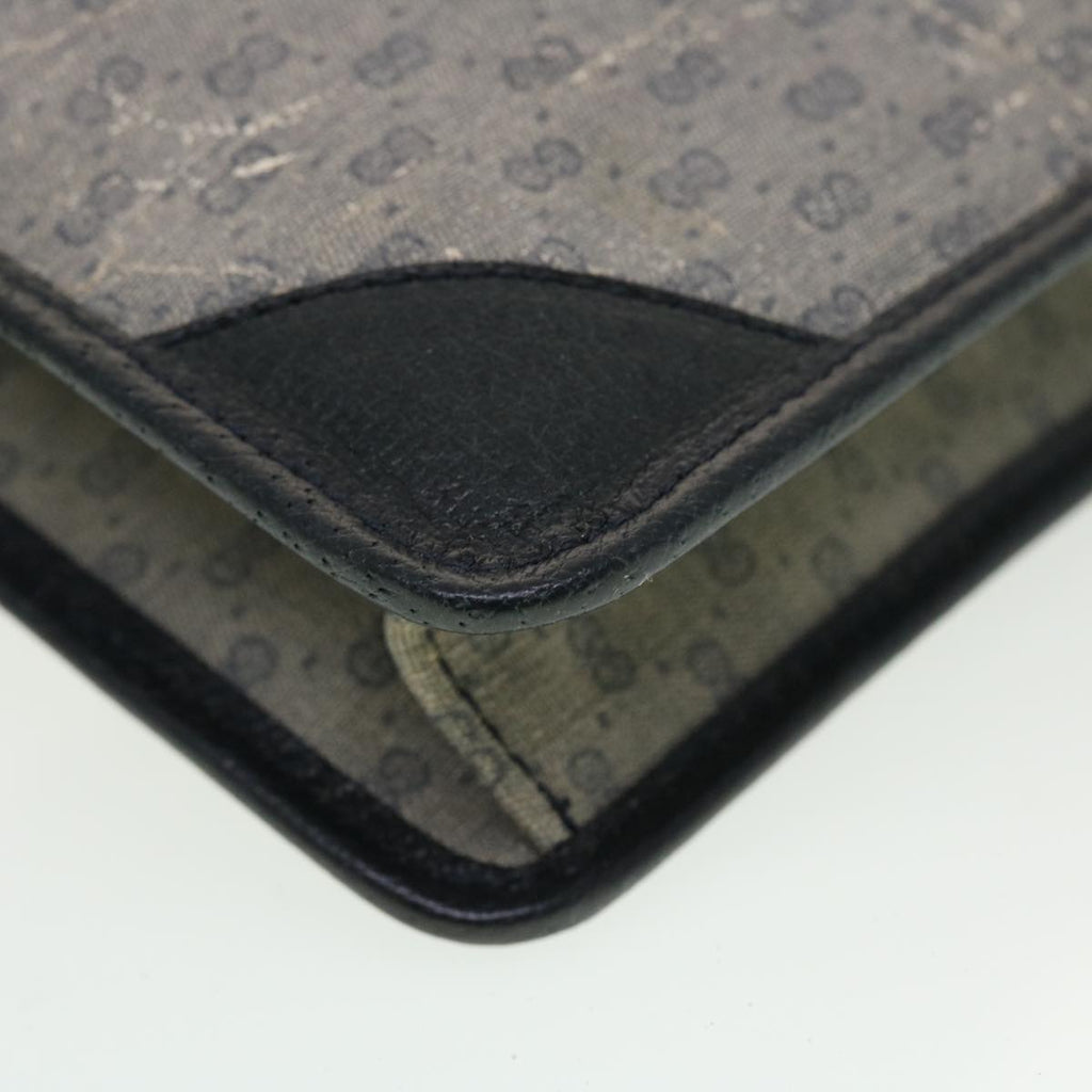 GUCCI Micro GG Canvas Clutch Bag PVC Leather Gray Navy ti1145