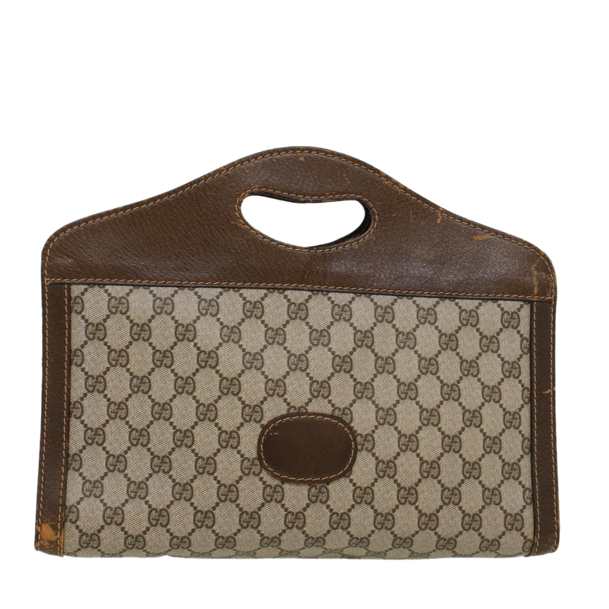 GUCCI GG Canvas Hand Bag PVC Leather Beige ti1150