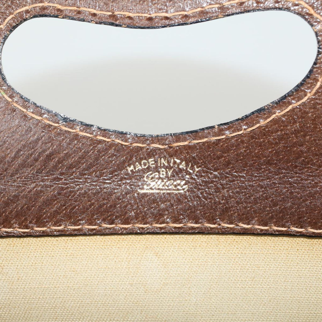 GUCCI GG Canvas Hand Bag PVC Leather Beige ti1150