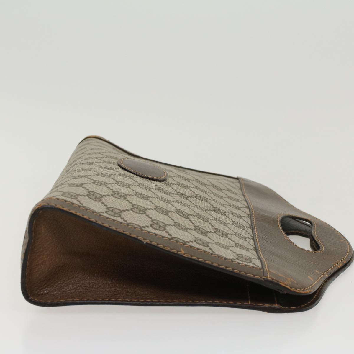 GUCCI GG Canvas Hand Bag PVC Leather Beige ti1150