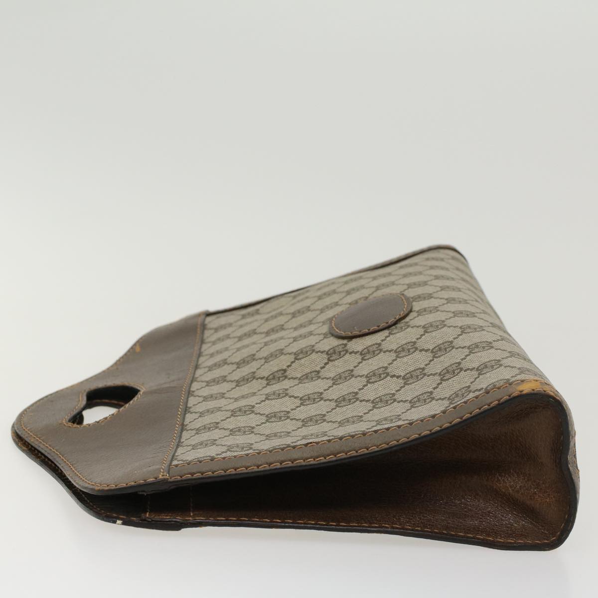 GUCCI GG Canvas Hand Bag PVC Leather Beige ti1150