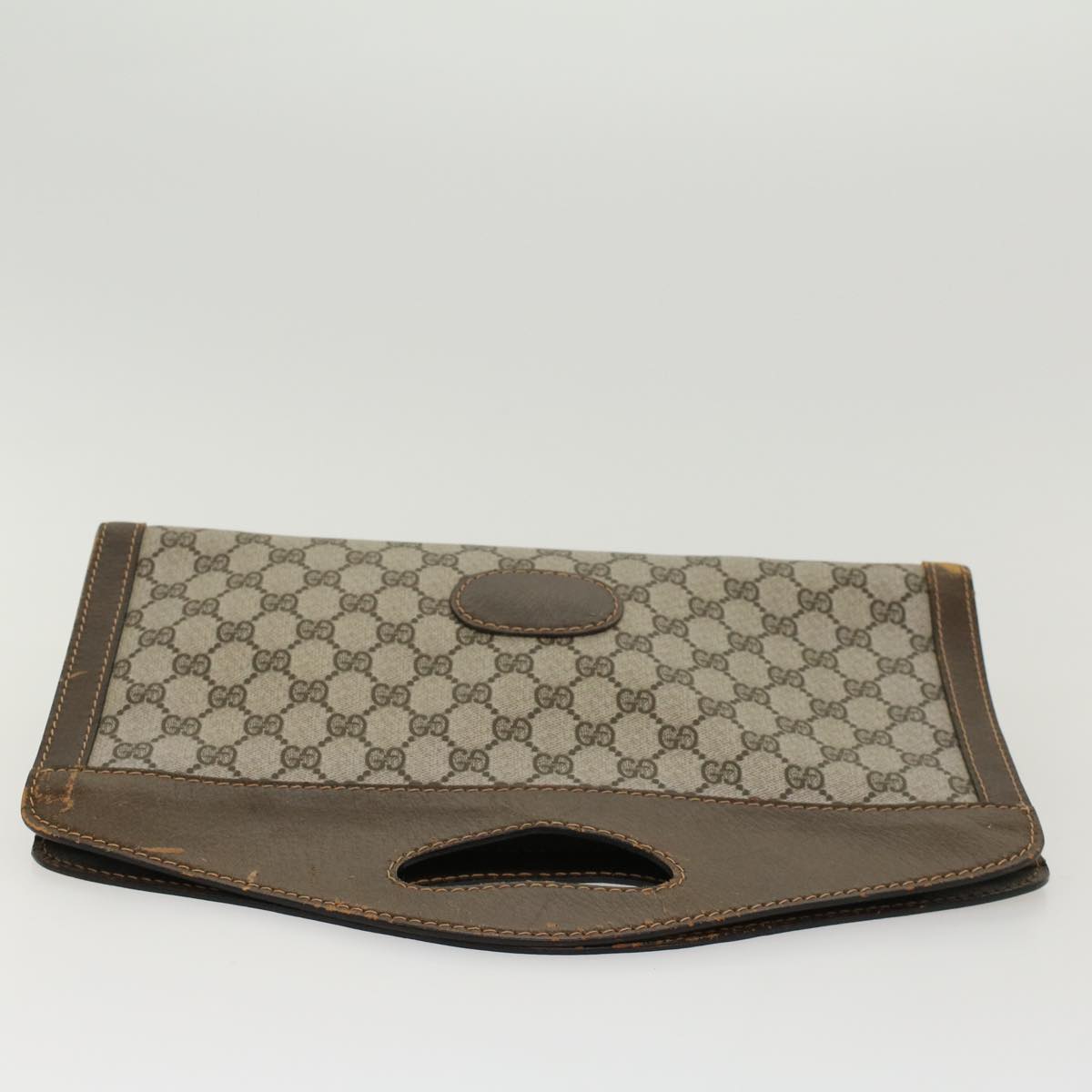 GUCCI GG Canvas Hand Bag PVC Leather Beige ti1150