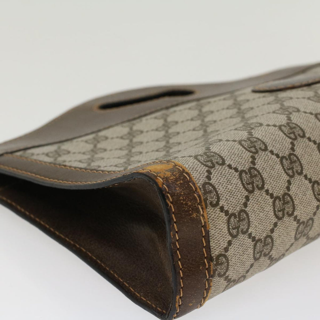 GUCCI GG Canvas Hand Bag PVC Leather Beige ti1150