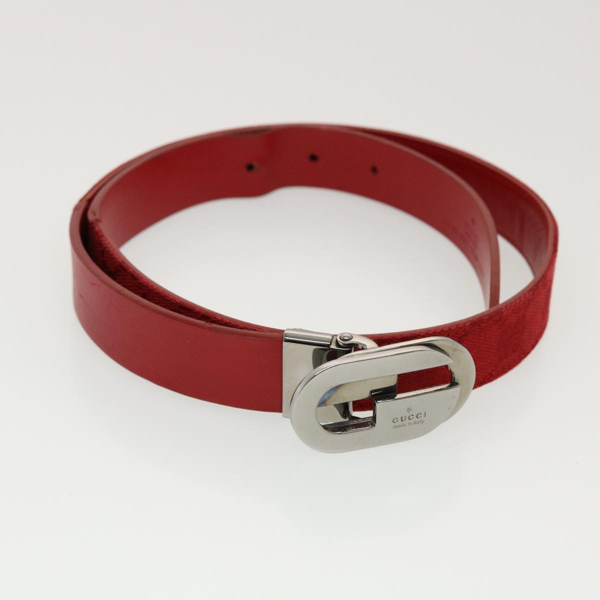 GUCCI GG Canvas Belt Leather 4Set Black Red white ti1159
