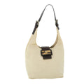 FENDI Mamma Baguette Shoulder Bag Canvas Leather Beige Brown ti1234