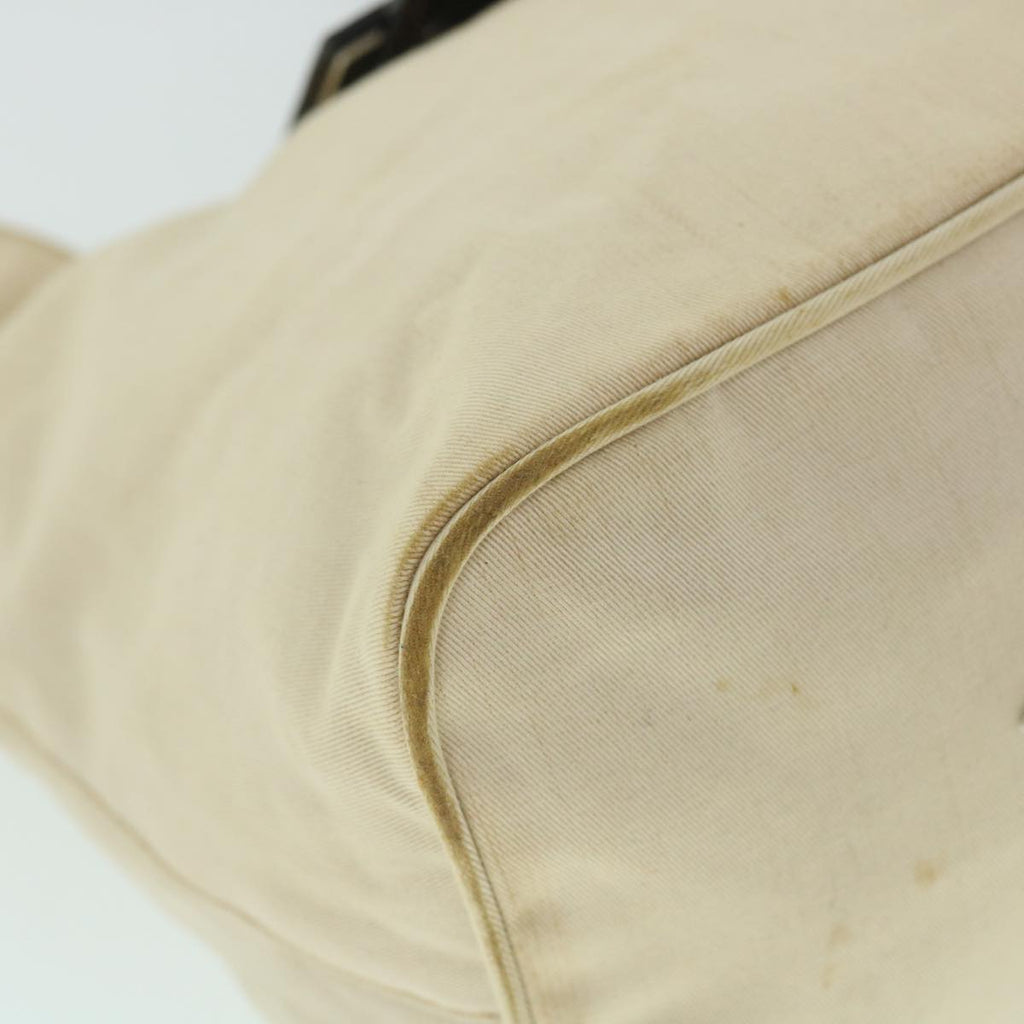 FENDI Mamma Baguette Shoulder Bag Canvas Leather Beige Brown ti1234