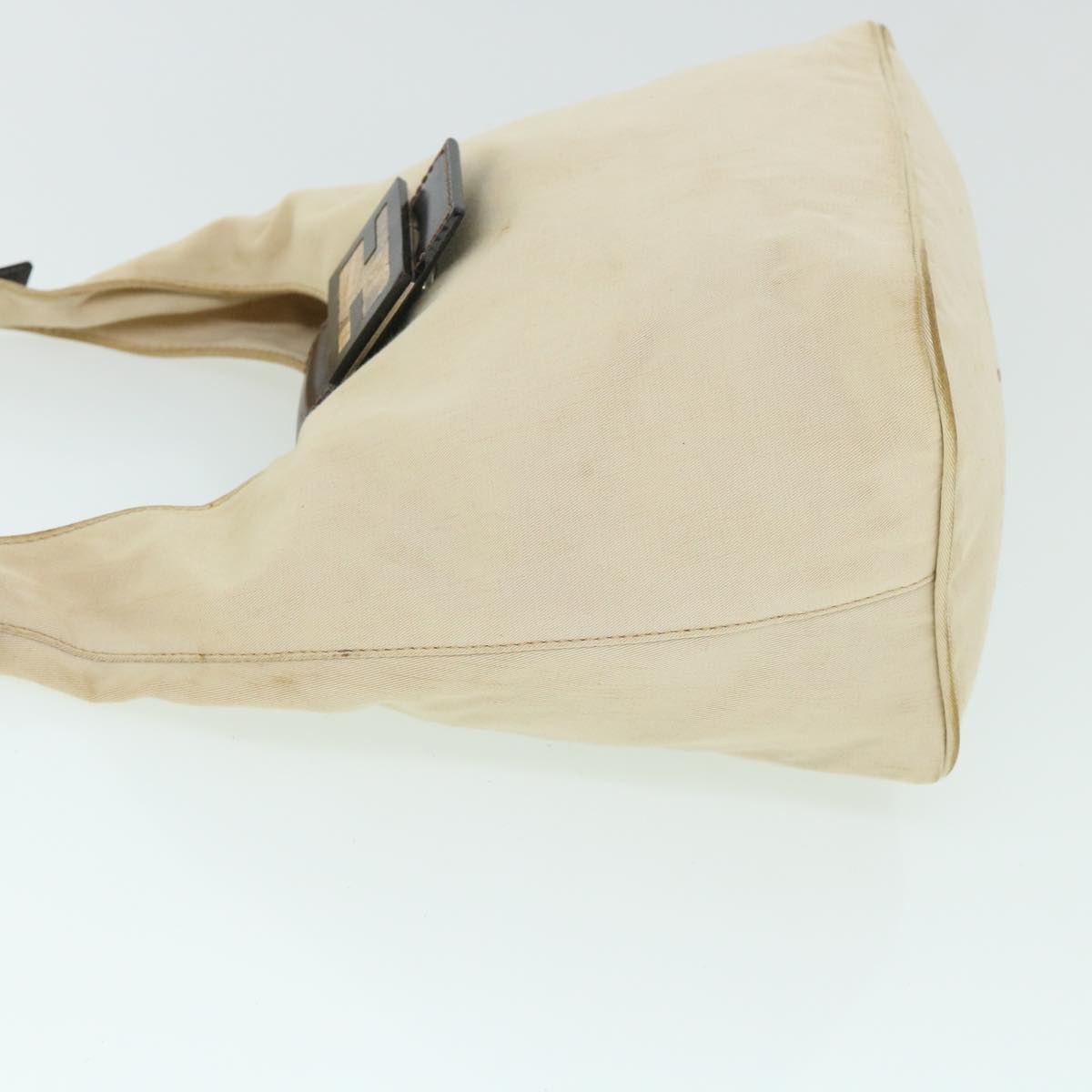FENDI Mamma Baguette Shoulder Bag Canvas Leather Beige Brown ti1234
