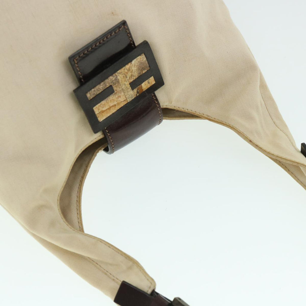 FENDI Mamma Baguette Shoulder Bag Canvas Leather Beige Brown ti1234