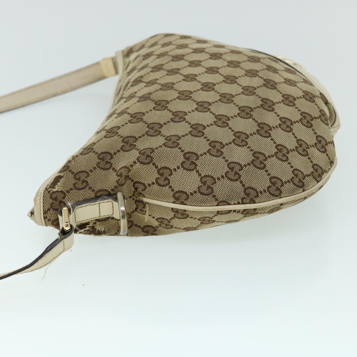 GUCCI GG Canvas Shoulder Bag Leather Beige 169998 ti1248