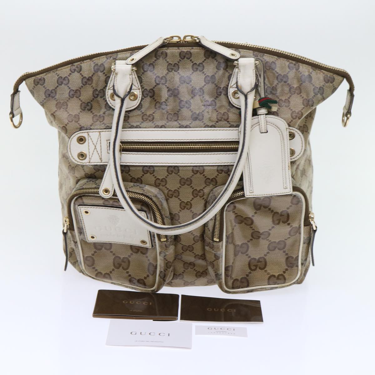GUCCI GG Crystal Web Sherry Line Shoulder Bag Brown Red Green ti1254