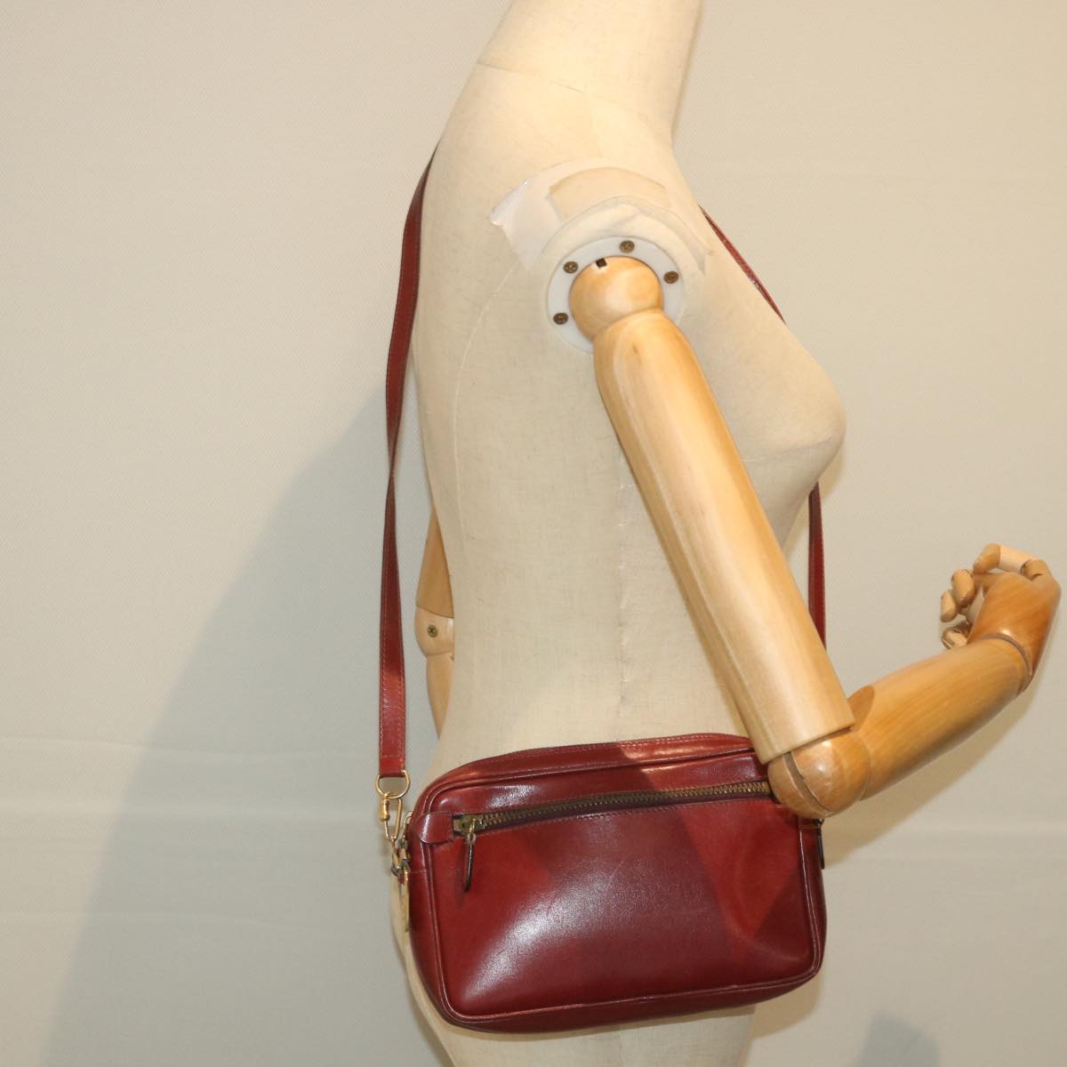 GUCCI Shoulder Bag Leather Red ti1270