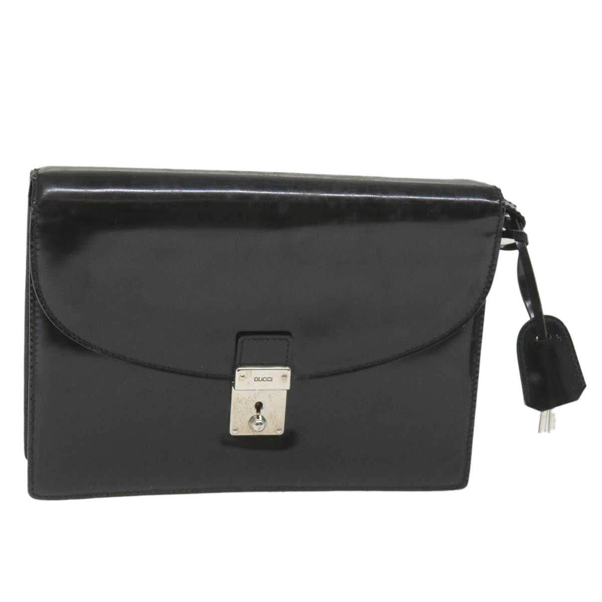 GUCCI Clutch Bag Enamel Black 018 122 1940 ti1276